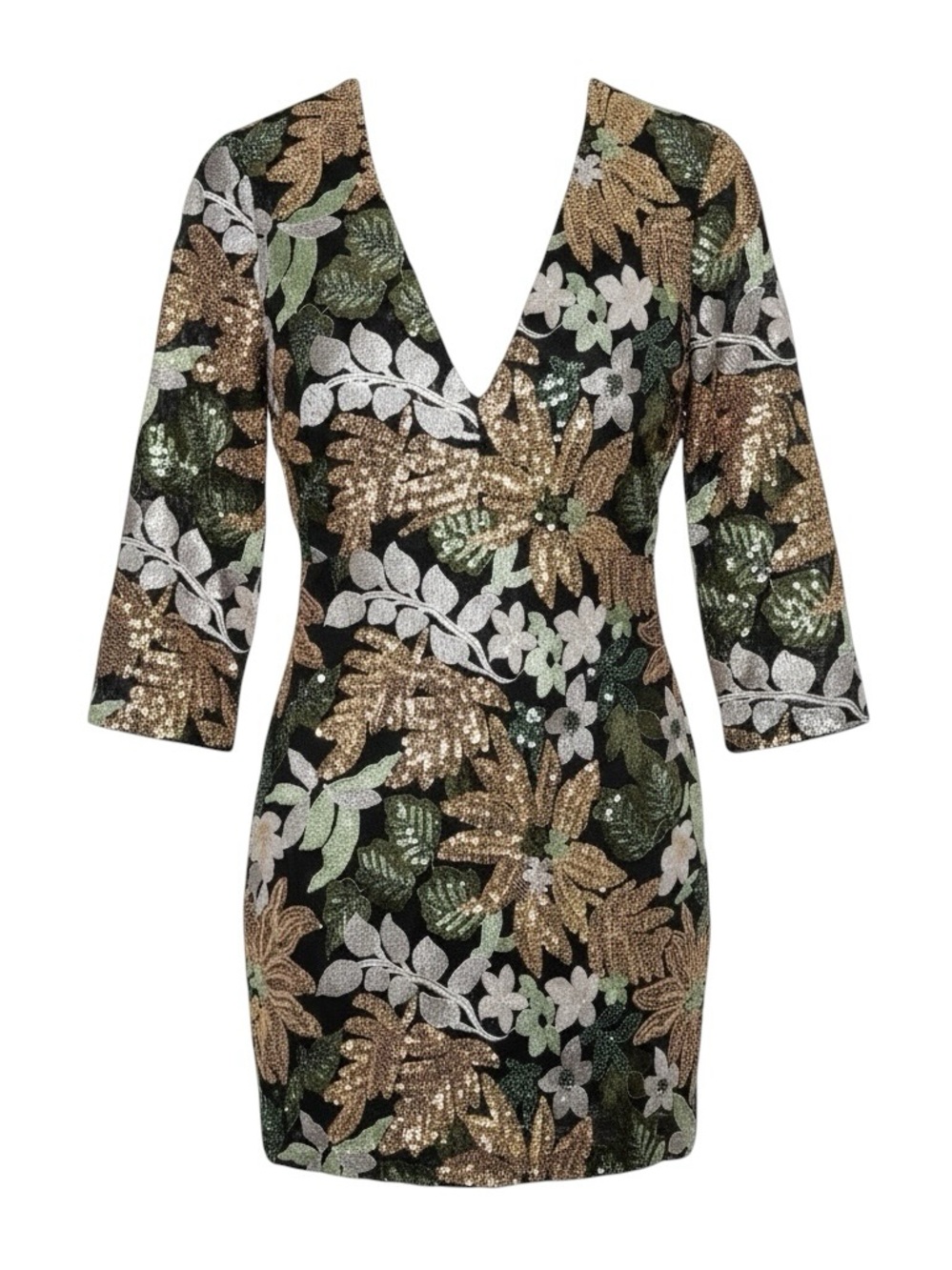 By Anthropologie V-Neck Floral‎ Sequin Mini Dress NWT Size 6